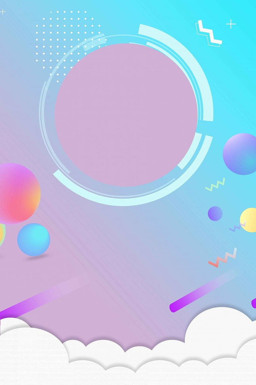 Pastel Geometric Abstract Background with Floating Spheres and Clouds HD phone wallpaper