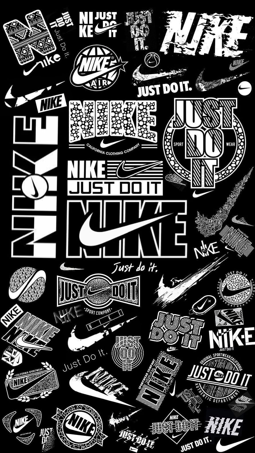 Nike Logo Collection Black and White Brand Aesthetic Wallpaper HD phone wallpaper