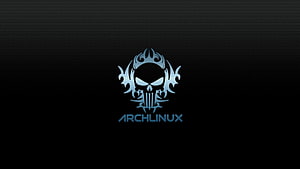 Arch Linux Minimalist Skull Logo on Dark Carbon Fiber Background HD wallpaper