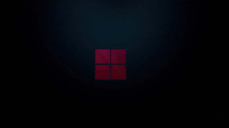 Windows 11 Dark Minimalist Desktop Background with Red Logo on Black Gradient HD wallpaper