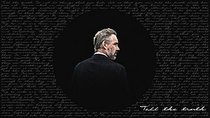 Jordan Peterson Profile Portrait with Handwritten Life Rules on Black Background HD wallpaper