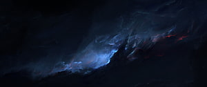 Dark Cosmic Nebula with Blue and Red Gas Clouds in Deep Space HD wallpaper