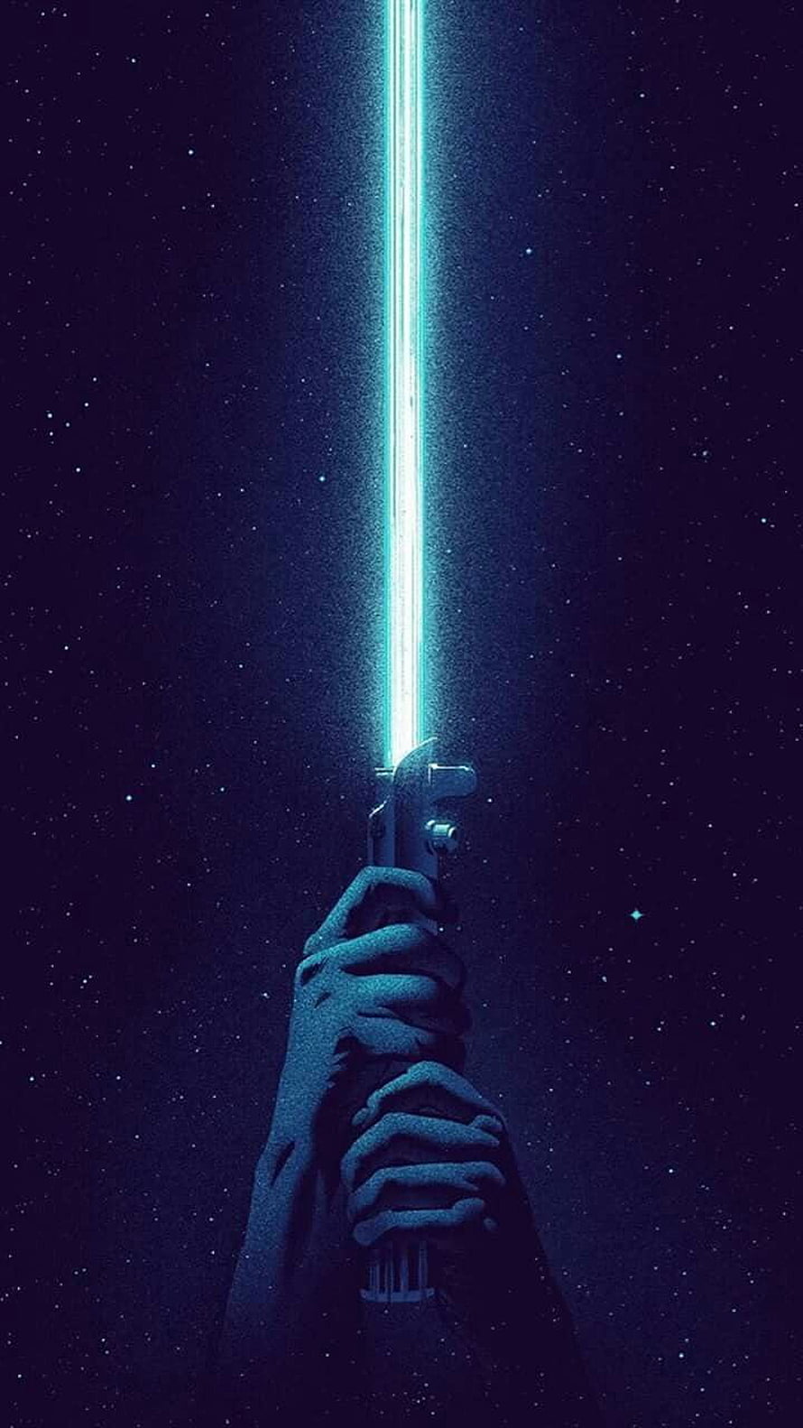Star Wars Lightsaber Ignited Against Deep Space Starfield HD phone wallpaper