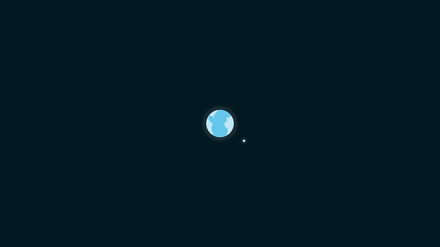 Minimalist Earth and Moon Illustration on Dark Space Background HD wallpaper