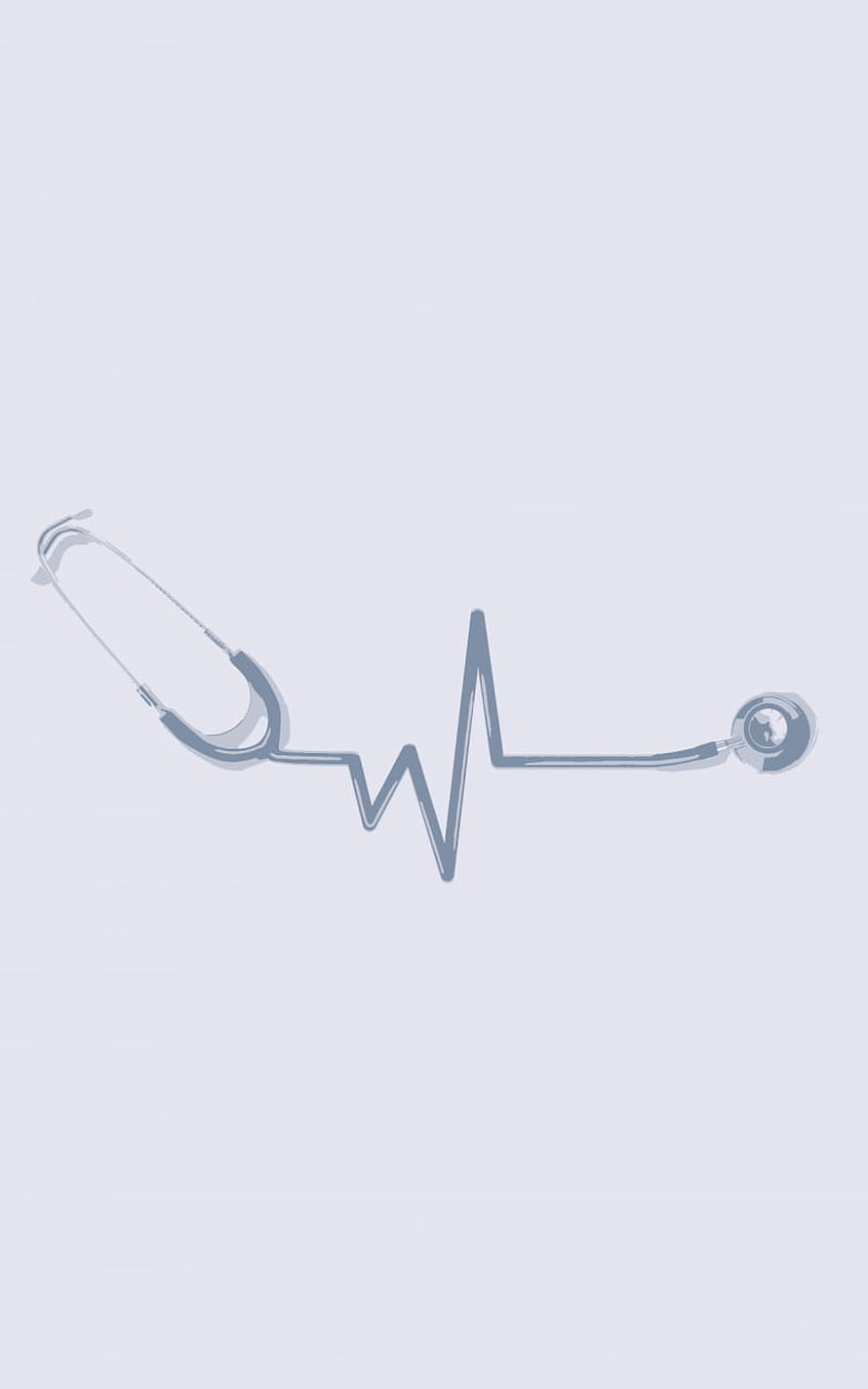 Minimalist Stethoscope Forming Heartbeat Pulse Line on Soft Lavender Background HD phone wallpaper