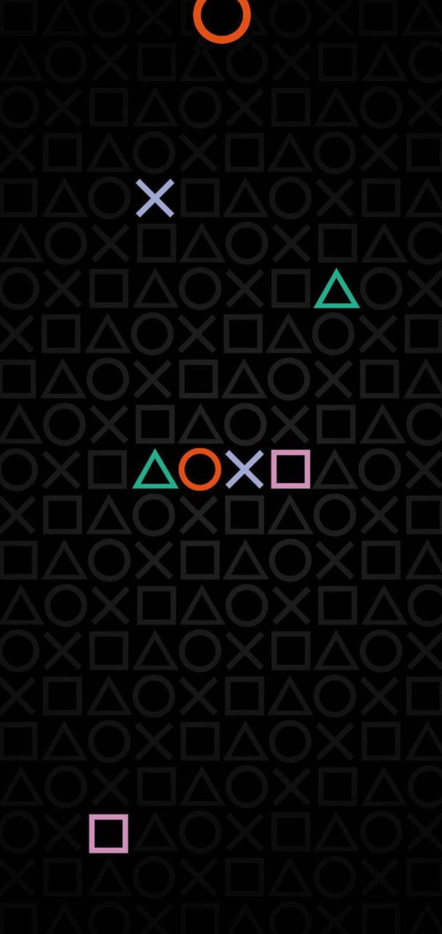 Minimalist Geometric Pattern with PlayStation Symbols on Black Background HD phone wallpaper