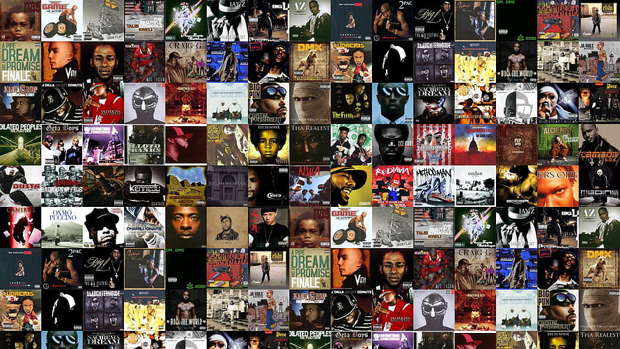 Hip Hop Album Cover Collage Featuring 2Pac, DMX, Big Pun, and Wu-Tang Clan HD wallpaper