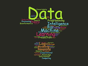 Colorful Data Science Word Cloud on Dark Background HD wallpaper