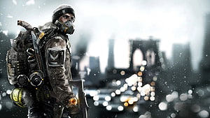 Tom Clancy's The Division Soldier in Snowy Urban Landscape with Tactical Gear HD wallpaper