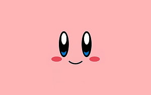Kirby Minimalist Pink Face Illustration with Rosy Cheeks and Gentle Smile HD wallpaper