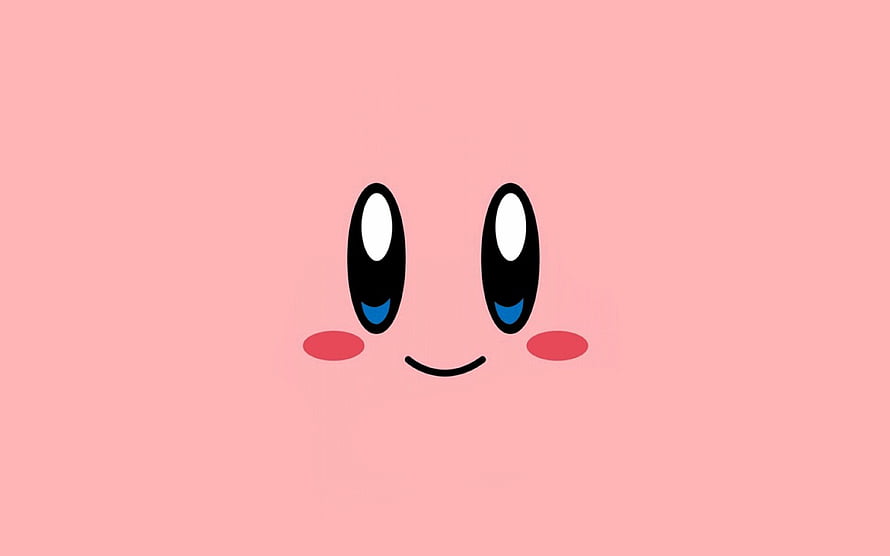 Kirby Minimalist Pink Face Illustration with Rosy Cheeks and Gentle Smile HD wallpaper