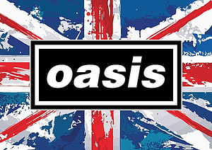Oasis Band Logo on Grunge Union Jack Background HD wallpaper