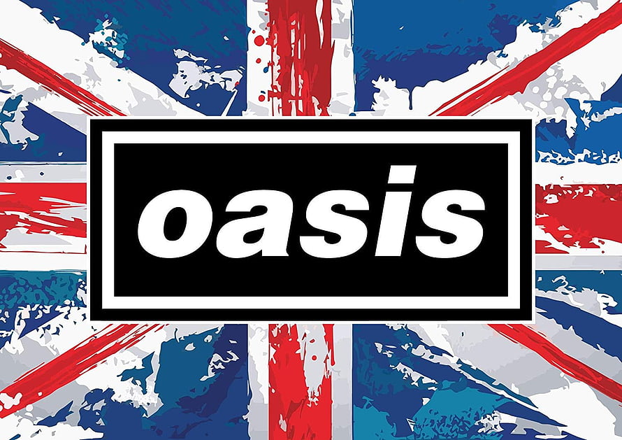 Oasis Band Logo on Grunge Union Jack Background HD wallpaper