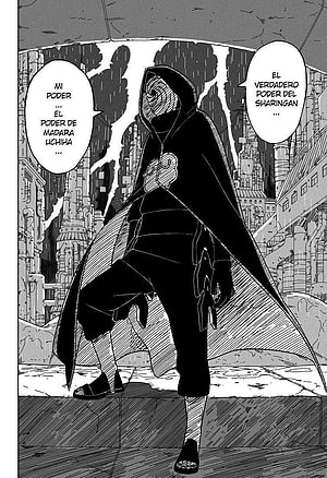 Tobi Obito Uchiha in Akatsuki Cloak with Sharingan Eye in Naruto Manga Panel HD phone wallpaper