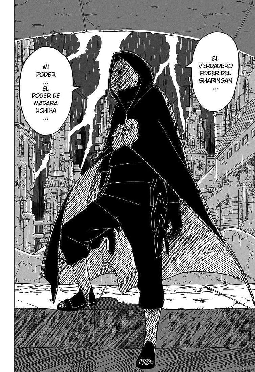 Tobi Obito Uchiha in Akatsuki Cloak with Sharingan Eye in Naruto Manga Panel HD phone wallpaper