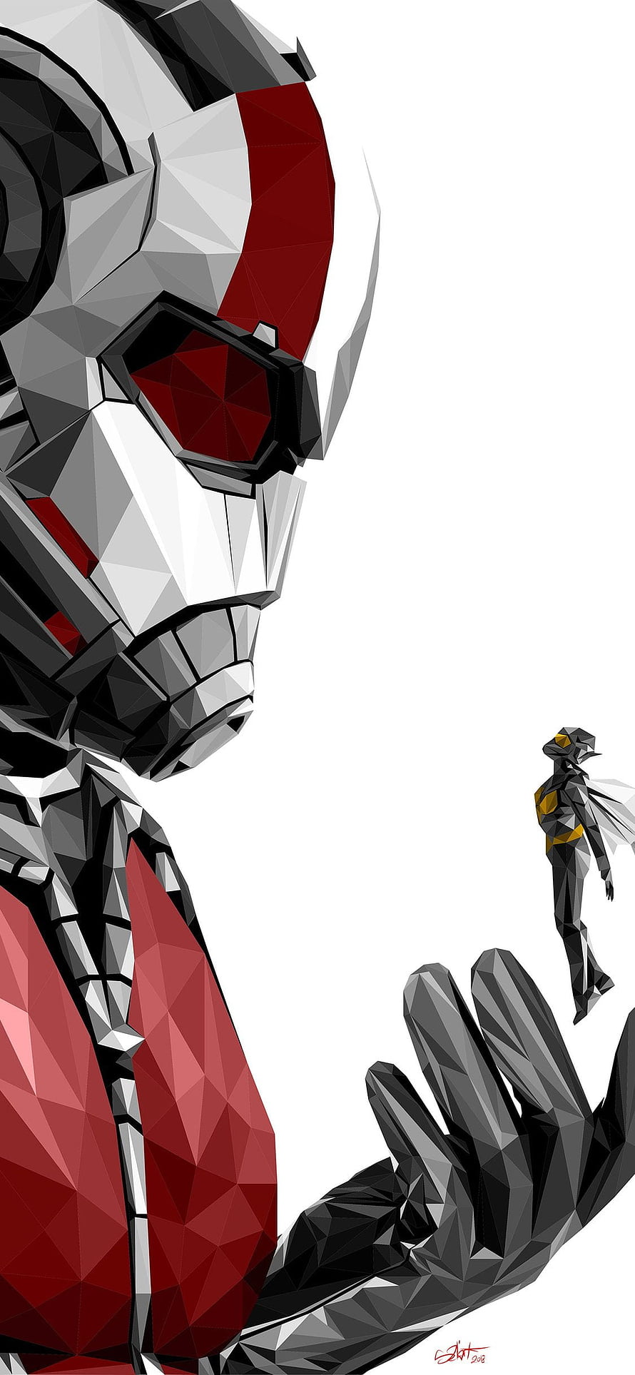 Ant-Man and The Wasp Low Poly Geometric Character Artwork HD phone wallpaper