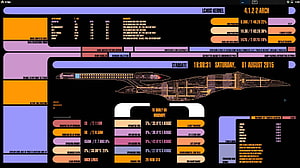 Star Trek LCARS Operating System Interface with Starship Schematic and System Diagnostics HD wallpaper