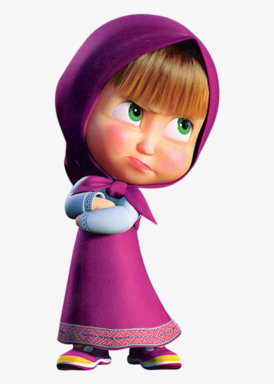 Masha from Masha and the Bear in a purple headscarf with arms crossed HD phone wallpaper