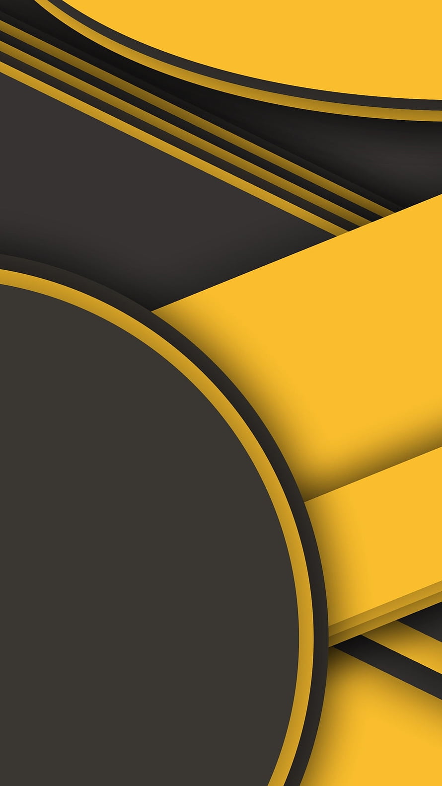 Black and Yellow Geometric Abstract Wallpaper with Layered Curves and Circles HD phone wallpaper