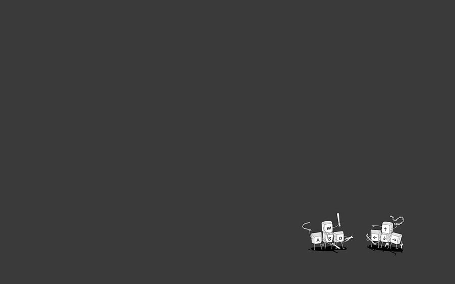 Cute Keyboard Key Characters on Dark Minimalist Background HD wallpaper