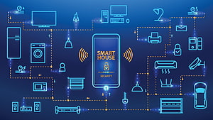 Smart Home IoT Network Diagram with Connected Devices and Security HD wallpaper