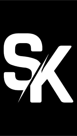 Minimalist SK Monogram Logo Design in White on Black Background HD phone wallpaper