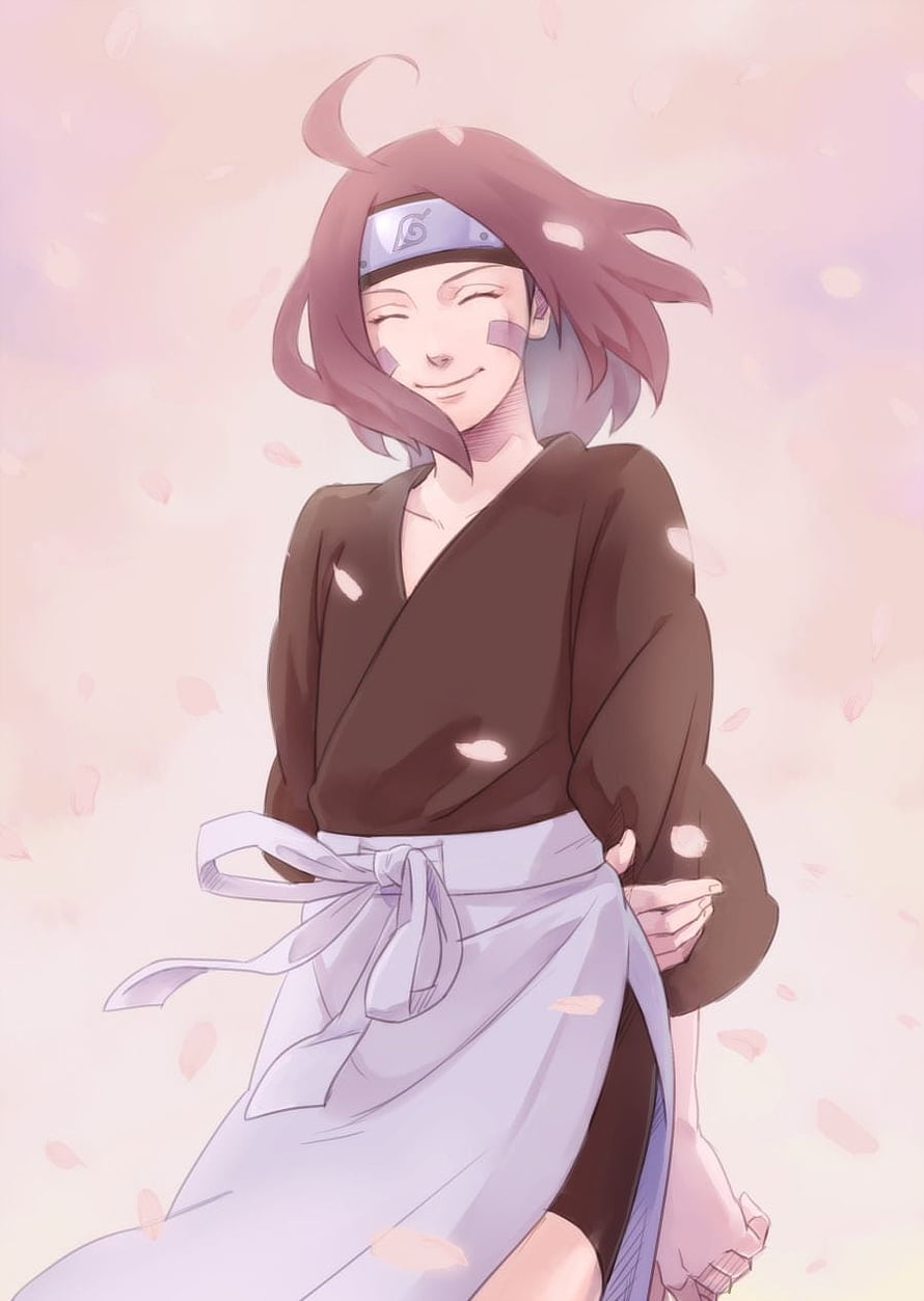 Nohara Rin from Naruto in Traditional Kimono with Falling Cherry Blossoms HD phone wallpaper