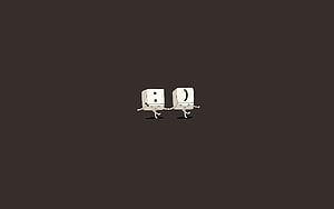 Two Cute Cartoon Dice Characters Holding Hands on Dark Background HD wallpaper