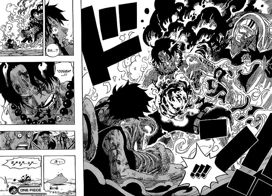 One Piece manga panel showing Portgas D Ace in a dramatic black and white battle scene HD wallpaper