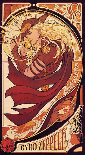 Gyro Zeppeli from JoJo's Bizarre Adventure in Art Nouveau Style HD phone wallpaper
