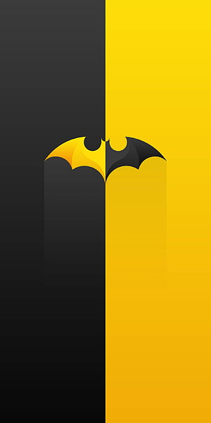 Batman Minimalist Split Screen Logo Wallpaper in Black and Yellow, Batman Minimal, Batman Yellow HD phone wallpaper
