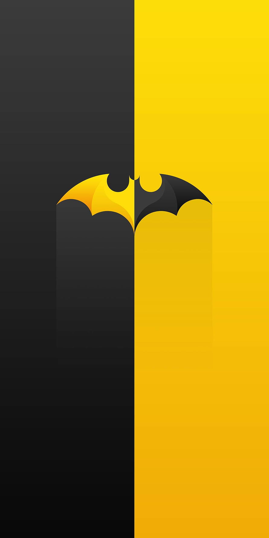 Batman Minimalist Split Screen Logo Wallpaper in Black and Yellow, Batman Minimal, Batman Yellow HD phone wallpaper