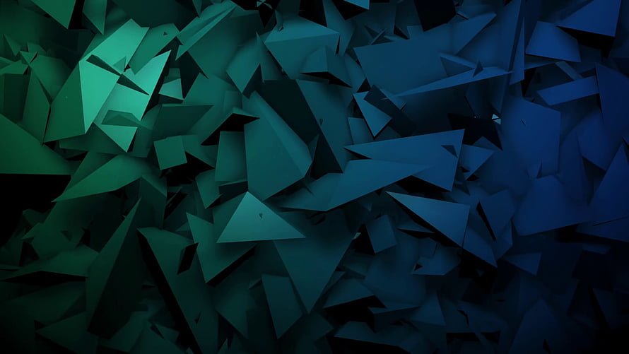 Abstract Geometric Triangles in Dark Green and Blue Gradient HD wallpaper