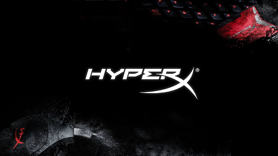 HyperX Gaming Brand Logo on Dark Background with Red Backlit Keyboard and Mouse HD wallpaper