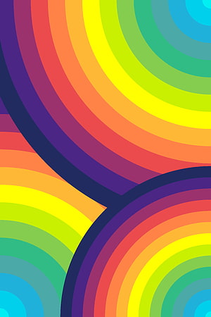 Vibrant Rainbow Concentric Circles Abstract Geometric Pattern HD phone wallpaper