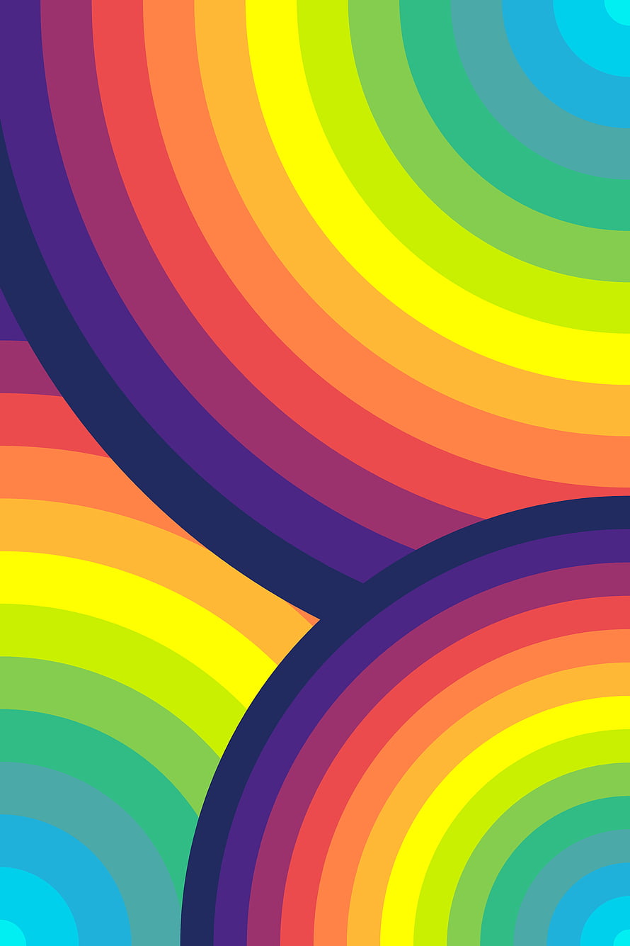 Vibrant Rainbow Concentric Circles Abstract Geometric Pattern HD phone wallpaper