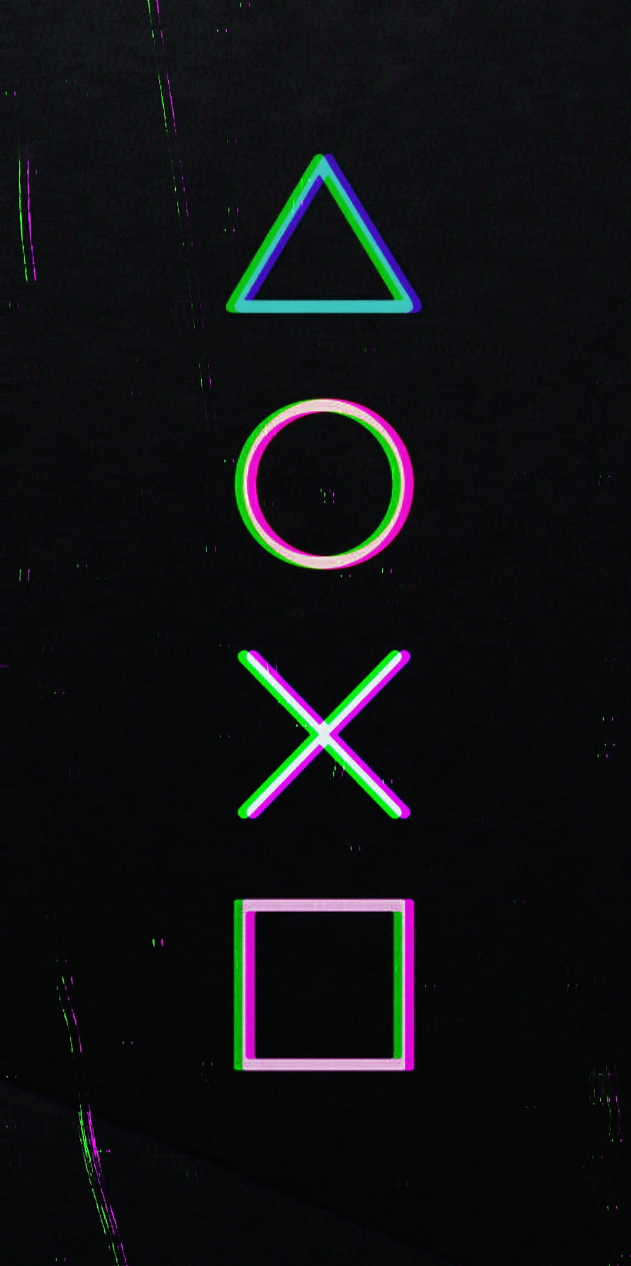 PlayStation Controller Buttons Neon Glitch Art Wallpaper HD phone wallpaper