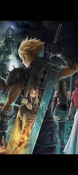 Cloud Strife Carrying Buster Sword in Final Fantasy VII Remake Artwork HD phone wallpaper