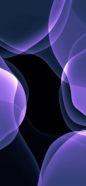Abstract Purple and Blue Flowing Waves on Dark Background Minimalist Digital Art HD phone wallpaper