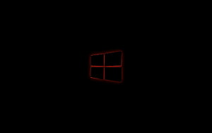 Glowing Red Windows Logo on Black Background Minimalist Desktop Wallpaper HD wallpaper