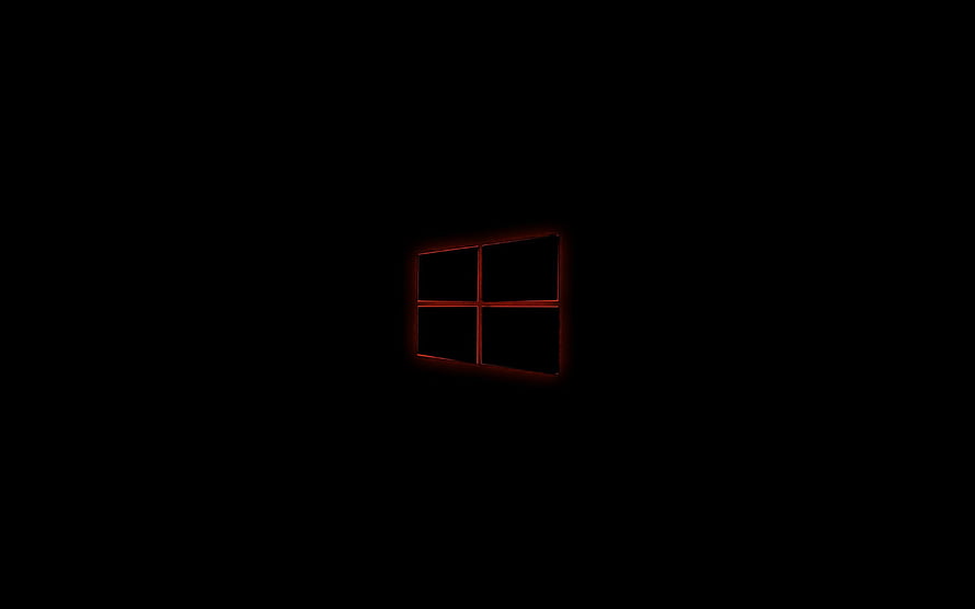Glowing Red Windows Logo on Black Background Minimalist Desktop Wallpaper HD wallpaper