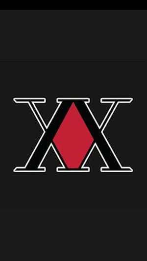 Hunter x Hunter Logo with Red Diamond on Black Background HD phone wallpaper