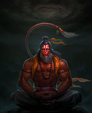 Hanuman in Deep Meditation with Glowing Eyes and Sacred Mala Beads, Hanuman, HARISH MOGER. Hanuman , Hanuman jayanthi, Lord hanuman, Hanuman Art HD phone wallpaper