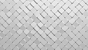 Monochromatic 3D Geometric Pattern of White Diamond Tiles with Soft Shadows HD wallpaper