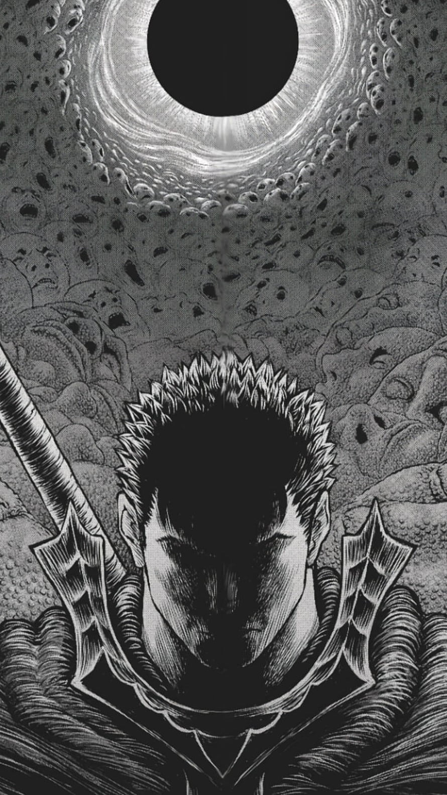 Berserk Manga Panel: Guts in Armor Before a Dark Eclipse HD phone wallpaper
