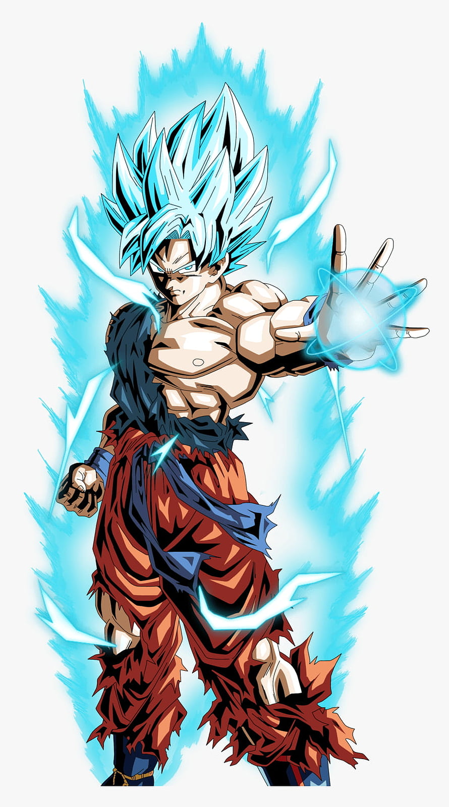 Son Goku Super Saiyan Blue Anime Character with Energy Aura and Kamehameha HD phone wallpaper