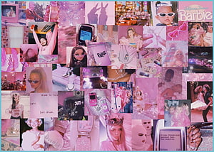 Pink Baddie Aesthetic Collage Featuring Bratz, Barbie, and Y2K Fashion Elements HD wallpaper