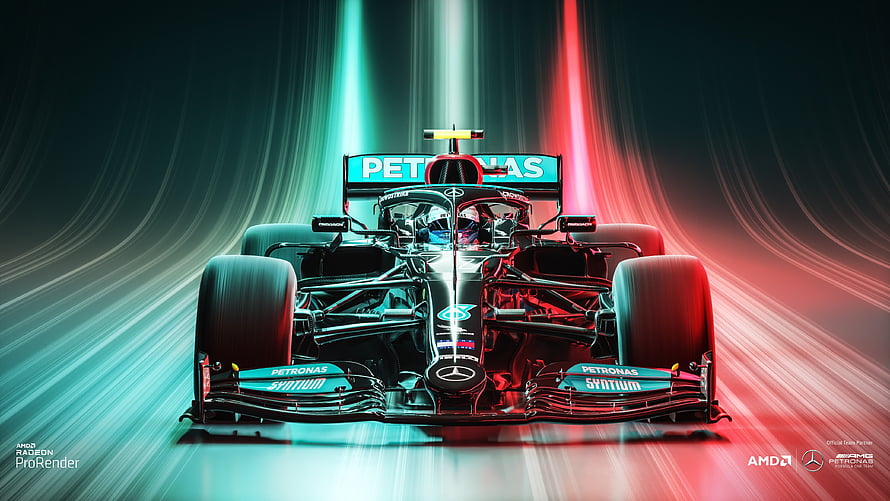 Mercedes-AMG Petronas F1 W12 E Performance Front View with Neon Lighting HD wallpaper