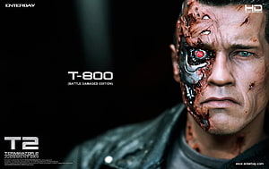 Terminator 2 T-800 Battle Damaged Edition Endoskeleton Face Reveal HD wallpaper