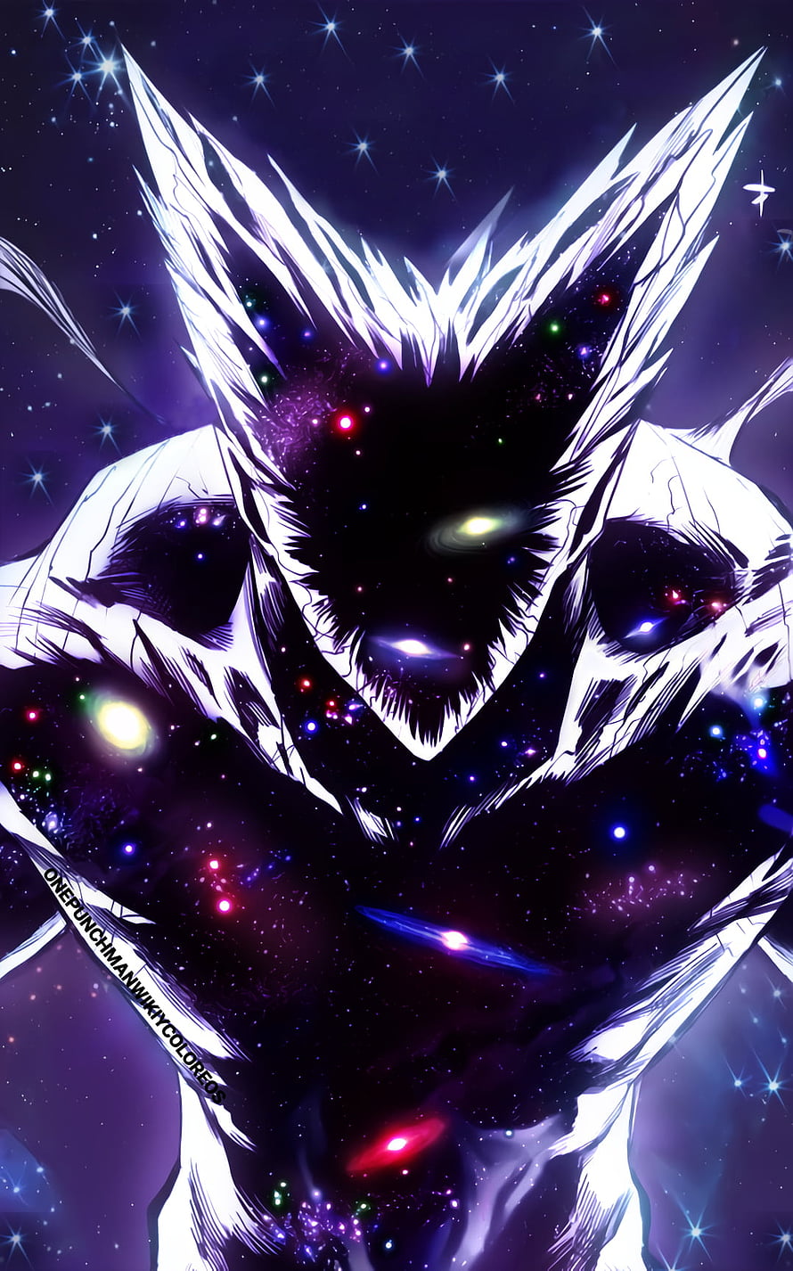 Cosmic Garou from One Punch Man with Galaxy-Filled Silhouette and Starry Void HD phone wallpaper